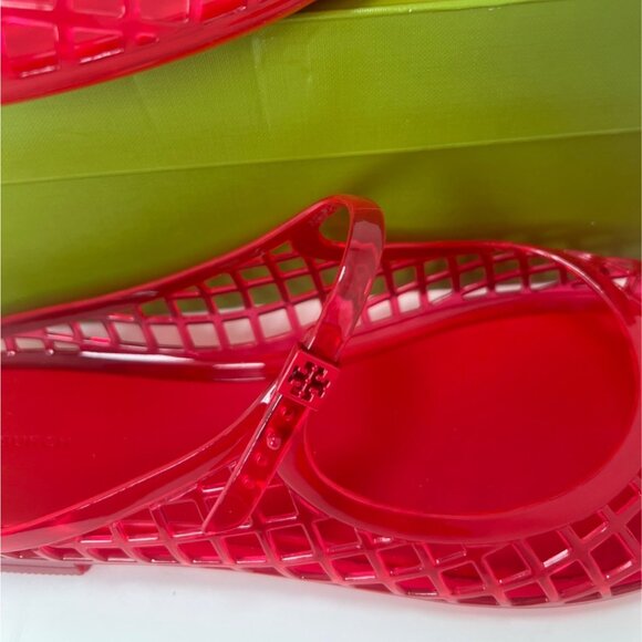 Tory Burch Mellow Jelly Mules Mary Janes Red Sandals Size 11 - Picture 7 of 9